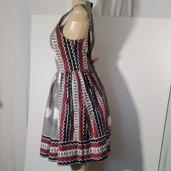 Anthropologie Maeve Burgundy Black Moonsong Sleeveless Back Zip Dress Size 10 - Picture 6 of 13